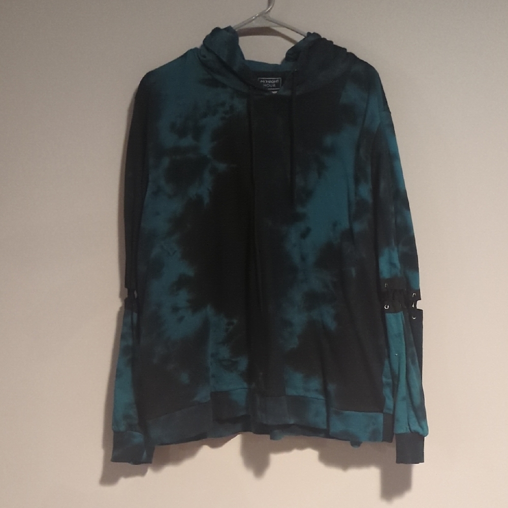 Teal and Black Tie-Dye Hoodie